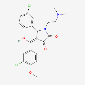 molecular formula C22H22Cl2N2O4 B2398730 4-(3-chloro-4-methoxybenzoyl)-5-(3-chlorophenyl)-1-(2-(dimethylamino)ethyl)-3-hydroxy-1H-pyrrol-2(5H)-one CAS No. 636988-22-2