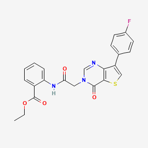 molecular formula C23H18FN3O4S B2398745 ethyl 2-({[7-(4-fluorophenyl)-4-oxothieno[3,2-d]pyrimidin-3(4H)-yl]acetyl}amino)benzoate CAS No. 1206992-33-7