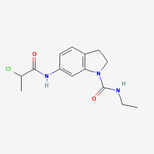 molecular formula C14H18ClN3O2 B2398751 6-(2-Chloropropanoylamino)-N-ethyl-2,3-dihydroindole-1-carboxamide CAS No. 2411194-39-1