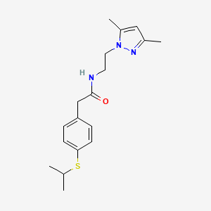 molecular formula C18H25N3OS B2398759 N-(2-(3,5-dimethyl-1H-pyrazol-1-yl)ethyl)-2-(4-(isopropylthio)phenyl)acetamide CAS No. 1226437-55-3