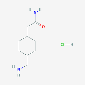 molecular formula C9H19ClN2O B2398766 2-[4-(氨甲基)环己基]乙酰胺;盐酸盐 CAS No. 2413901-21-8