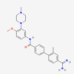 molecular formula C27H31N5O2 B2398768 4-(4-carbamimidoyl-2-methylphenyl)-N-[4-methoxy-3-(4-methylpiperazin-1-yl)phenyl]benzamide CAS No. 256227-71-1