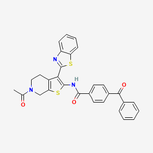 molecular formula C30H23N3O3S2 B2398776 N-(6-acetyl-3-(benzo[d]thiazol-2-yl)-4,5,6,7-tetrahydrothieno[2,3-c]pyridin-2-yl)-4-benzoylbenzamide CAS No. 864859-46-1