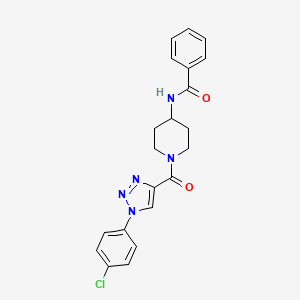 molecular formula C21H20ClN5O2 B2398781 N-(1-(1-(4-chlorophenyl)-1H-1,2,3-triazole-4-carbonyl)piperidin-4-yl)benzamide CAS No. 1251556-61-2