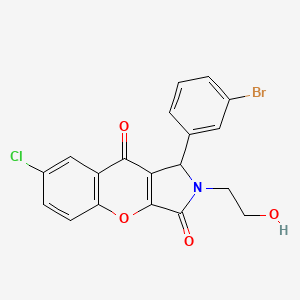 molecular formula C19H13BrClNO4 B2398783 1-(3-溴苯基)-7-氯-2-(2-羟乙基)-1,2-二氢色烯并[2,3-c]吡咯-3,9-二酮 CAS No. 874463-06-6