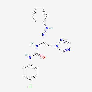 B2398791 3-(4-chlorophenyl)-1-[(1Z)-1-(2-phenylhydrazin-1-yl)-2-(1H-1,2,4-triazol-1-yl)ethylidene]urea CAS No. 338418-84-1