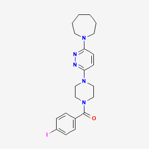molecular formula C21H26IN5O B2398795 (4-(6-(Azepan-1-yl)pyridazin-3-yl)piperazin-1-yl)(4-iodophenyl)methanone CAS No. 898406-61-6