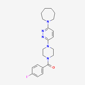 molecular formula C21H26IN5O B2398795 (4-(6-(氮杂环戊烷-1-基)吡啶并氮杂卓-3-基)哌嗪-1-基)(4-碘苯基)甲苯酮 CAS No. 898406-61-6