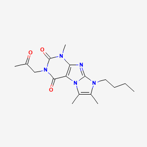 molecular formula C17H23N5O3 B2398799 6-Butyl-4,7,8-trimethyl-2-(2-oxopropyl)purino[7,8-a]imidazole-1,3-dione CAS No. 887875-84-5