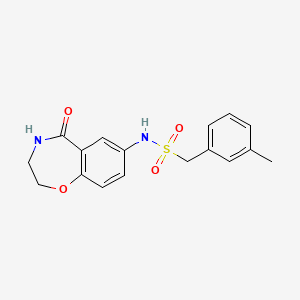 molecular formula C17H18N2O4S B2398801 N-(5-氧代-2,3,4,5-四氢苯并[f][1,4]噁唑啉-7-基)-1-(间甲苯基)甲磺酰胺 CAS No. 922554-59-4