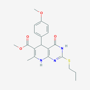 Methyl 5-(4-methoxyphenyl)-7-methyl-4-oxo-2-(propylthio)-3,4,5,8-tetrahydropyrido[2,3-d]pyrimidine-6-carboxylate