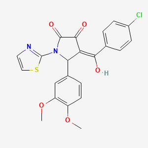 (4E)-4-[(4-chlorophenyl)-hydroxymethylidene]-5-(3,4-dimethoxyphenyl)-1-(1,3-thiazol-2-yl)pyrrolidine-2,3-dione