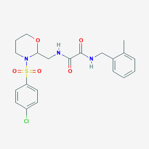 molecular formula C21H24ClN3O5S B2398860 N1-((3-((4-chlorophenyl)sulfonyl)-1,3-oxazinan-2-yl)methyl)-N2-(2-methylbenzyl)oxalamide CAS No. 872862-56-1
