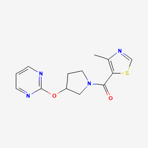 molecular formula C13H14N4O2S B2398867 (4-甲基噻唑-5-基)(3-(嘧啶-2-氧基)吡咯烷-1-基)甲酮 CAS No. 2034433-99-1