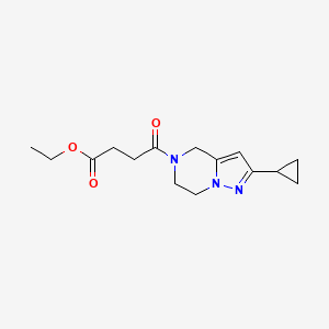 molecular formula C15H21N3O3 B2398882 ethyl 4-(2-cyclopropyl-6,7-dihydropyrazolo[1,5-a]pyrazin-5(4H)-yl)-4-oxobutanoate CAS No. 2034380-98-6