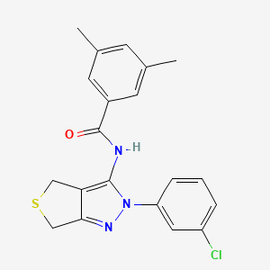 molecular formula C20H18ClN3OS B2398883 N-(2-(3-chlorophenyl)-4,6-dihydro-2H-thieno[3,4-c]pyrazol-3-yl)-3,5-dimethylbenzamide CAS No. 450340-93-9