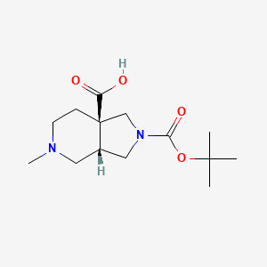molecular formula C14H24N2O4 B2398892 (3As,7aR)-5-methyl-2-[(2-methylpropan-2-yl)oxycarbonyl]-1,3,3a,4,6,7-hexahydropyrrolo[3,4-c]pyridine-7a-carboxylic acid CAS No. 2187426-64-6