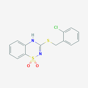 molecular formula C14H11ClN2O2S2 B2398893 3-((2-chlorobenzyl)thio)-4H-benzo[e][1,2,4]thiadiazine 1,1-dioxide CAS No. 896686-26-3