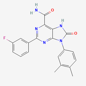 molecular formula C20H16FN5O2 B2398895 9-(3,4-dimethylphenyl)-2-(3-fluorophenyl)-8-oxo-8,9-dihydro-7H-purine-6-carboxamide CAS No. 898442-65-4