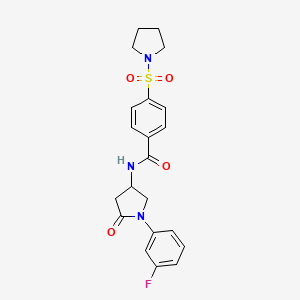 N-(1-(3-fluorophenyl)-5-oxopyrrolidin-3-yl)-4-(pyrrolidin-1-ylsulfonyl)benzamide