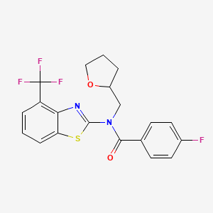 molecular formula C20H16F4N2O2S B2398913 4-氟-N-((四氢呋喃-2-基)甲基)-N-(4-(三氟甲基)苯并[d]噻唑-2-基)苯甲酰胺 CAS No. 1396881-44-9