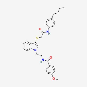 molecular formula C30H33N3O3S B2398915 N-[2-[3-[2-(4-butylanilino)-2-oxoethyl]sulfanylindol-1-yl]ethyl]-4-methoxybenzamide CAS No. 851412-84-5