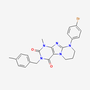 molecular formula C23H22BrN5O2 B2398920 9-(4-bromophenyl)-1-methyl-3-(4-methylbenzyl)-6,7,8,9-tetrahydropyrimido[2,1-f]purine-2,4(1H,3H)-dione CAS No. 873076-50-7