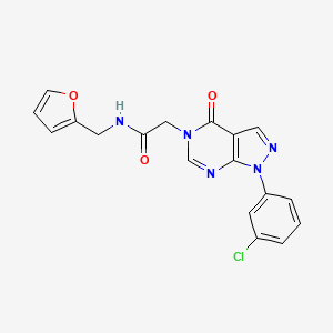 molecular formula C18H14ClN5O3 B2398930 2-[1-(3-chlorophenyl)-4-oxopyrazolo[3,4-d]pyrimidin-5-yl]-N-(furan-2-ylmethyl)acetamide CAS No. 891113-29-4