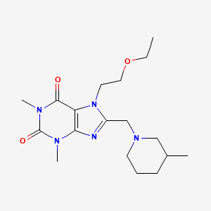 molecular formula C18H29N5O3 B2398932 7-(2-Ethoxyethyl)-1,3-dimethyl-8-[(3-methylpiperidin-1-yl)methyl]purine-2,6-dione CAS No. 851941-24-7
