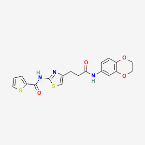 N-(4-(3-((2,3-dihydrobenzo[b][1,4]dioxin-6-yl)amino)-3-oxopropyl)thiazol-2-yl)thiophene-2-carboxamide