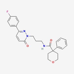 N-(3-(3-(4-fluorophenyl)-6-oxopyridazin-1(6H)-yl)propyl)-4-phenyltetrahydro-2H-pyran-4-carboxamide