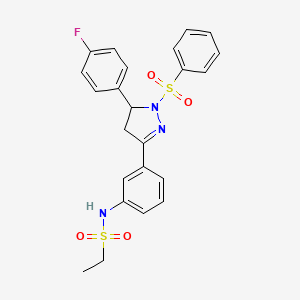 N-[3-[2-(benzenesulfonyl)-3-(4-fluorophenyl)-3,4-dihydropyrazol-5-yl]phenyl]ethanesulfonamide