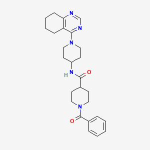 molecular formula C26H33N5O2 B2398954 1-苯甲酰基-N-(1-(5,6,7,8-四氢喹唑啉-4-基)哌啶-4-基)哌啶-4-甲酰胺 CAS No. 2034595-70-3