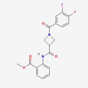 molecular formula C19H16F2N2O4 B2398961 Methyl 2-(1-(3,4-difluorobenzoyl)azetidine-3-carboxamido)benzoate CAS No. 1334375-26-6