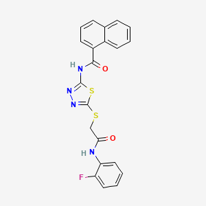 molecular formula C21H15FN4O2S2 B2398973 N-(5-((2-((2-fluorophenyl)amino)-2-oxoethyl)thio)-1,3,4-thiadiazol-2-yl)-1-naphthamide CAS No. 392298-80-5