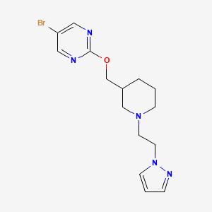 molecular formula C15H20BrN5O B2398978 5-Bromo-2-[[1-(2-pyrazol-1-ylethyl)piperidin-3-yl]methoxy]pyrimidine CAS No. 2380043-35-4