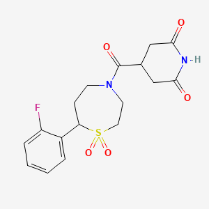 molecular formula C17H19FN2O5S B2398984 4-(7-(2-Fluorophenyl)-1,1-dioxido-1,4-thiazepane-4-carbonyl)piperidine-2,6-dione CAS No. 2034530-18-0