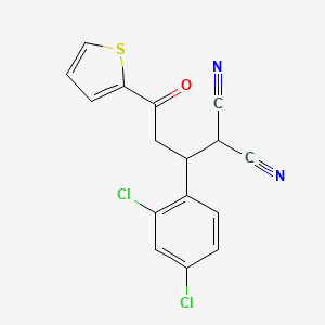 molecular formula C16H10Cl2N2OS B2398990 [1-(2,4-Dichlorophenyl)-3-oxo-3-(thiophen-2-yl)propyl]propanedinitrile CAS No. 400737-44-2