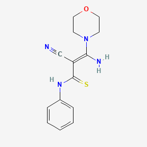 molecular formula C14H16N4OS B2398994 3-amino-2-cyano-3-morpholino-N-phenyl-2-propenethioamide CAS No. 158120-88-8