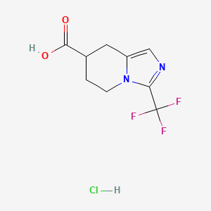 molecular formula C9H10ClF3N2O2 B2398995 3-(trifluoromethyl)-5H,6H,7H,8H-imidazo[1,5-a]pyridine-7-carboxylic acid hydrochloride CAS No. 1427380-30-0