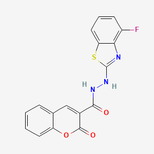 molecular formula C17H10FN3O3S B2398998 N'-(4-氟苯并[d]噻唑-2-基)-2-氧代-2H-色烯-3-甲酰肼 CAS No. 851978-85-3