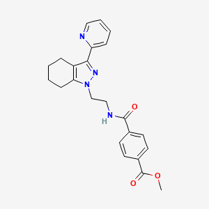 molecular formula C23H24N4O3 B2399008 methyl 4-((2-(3-(pyridin-2-yl)-4,5,6,7-tetrahydro-1H-indazol-1-yl)ethyl)carbamoyl)benzoate CAS No. 1797975-87-1