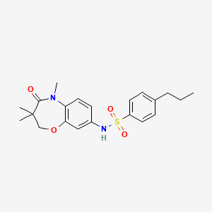 molecular formula C21H26N2O4S B2399017 4-propyl-N-(3,3,5-trimethyl-4-oxo-2,3,4,5-tetrahydrobenzo[b][1,4]oxazepin-8-yl)benzenesulfonamide CAS No. 922096-88-6