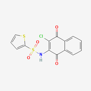 molecular formula C14H8ClNO4S2 B2399031 N-(3-chloro-1,4-dioxo-1,4-dihydronaphthalen-2-yl)thiophene-2-sulfonamide CAS No. 877793-88-9