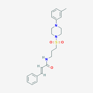 molecular formula C23H29N3O3S B2399046 N-(3-((4-(间甲苯基)哌嗪-1-基)磺酰基)丙基)肉桂酰胺 CAS No. 1021058-79-6