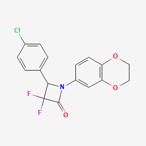 molecular formula C17H12ClF2NO3 B2399053 4-(4-Chlorophenyl)-1-(2,3-dihydro-1,4-benzodioxin-6-yl)-3,3-difluoroazetidin-2-one CAS No. 326610-77-9
