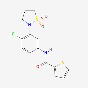 molecular formula C14H13ClN2O3S2 B2399058 N-(4-氯-3-(1,1-二氧化异噻唑烷-2-基)苯基)噻吩-2-甲酰胺 CAS No. 941975-50-4