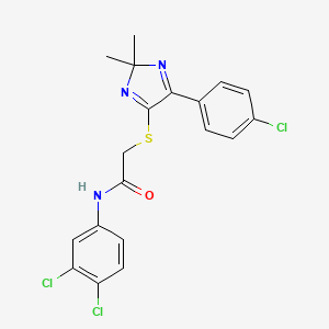 2-((5-(4-chlorophenyl)-2,2-dimethyl-2H-imidazol-4-yl)thio)-N-(3,4-dichlorophenyl)acetamide