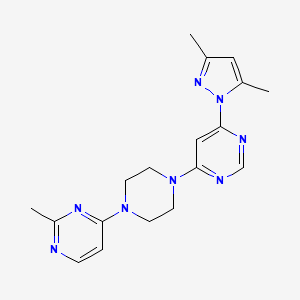 molecular formula C18H22N8 B2399061 4-(3,5-Dimethylpyrazol-1-yl)-6-[4-(2-methylpyrimidin-4-yl)piperazin-1-yl]pyrimidine CAS No. 2415492-36-1