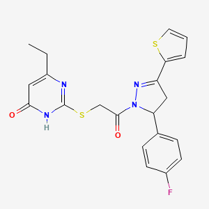 6-ethyl-2-((2-(5-(4-fluorophenyl)-3-(thiophen-2-yl)-4,5-dihydro-1H-pyrazol-1-yl)-2-oxoethyl)thio)pyrimidin-4(3H)-one